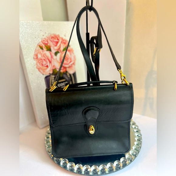 COACH vintage Willis Black Leather Top Handle Crossbody Bag 10.5x10x3.5” - Picture 15 of 16